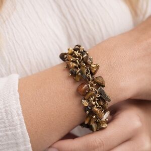 Chunky Gold and Brown Stone Bracelet